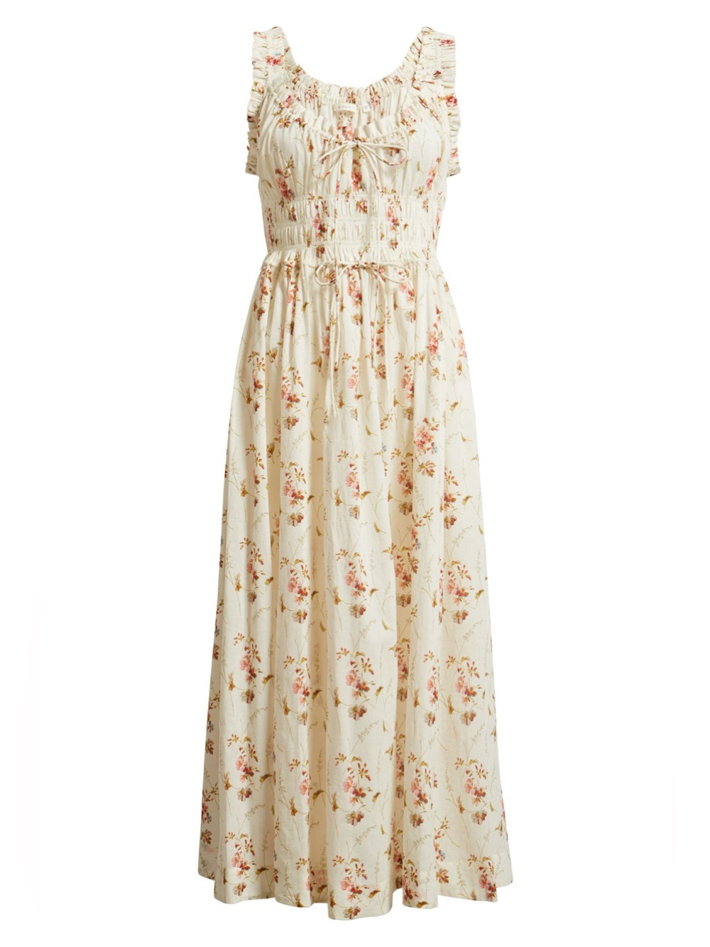 Doen Emmaretta Floral Shirred Organic Cotton Voile Dress, XS S M L - Picture 3 of 9